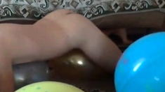Balloon play popping humping cum