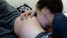 Girl Buries Face In Guys Ass As She Licks Him
