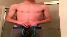 Fat Cock Twink Jerking Before Shower