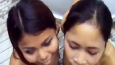 Two Asian Chicks Blow A Dude And Get Facials For It