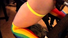 Boytoyslutboy Rainbow Socks Fuck Machine Big Black Dildo