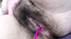 Super hairy pussy masturbation