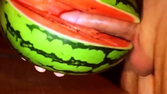 fruit fuck and self swallow - the best comes after cumming