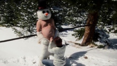 Public Handjobs Brandi de Lafey Strokes A Snowman