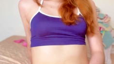 Blonde tranny shemale solo masturbation