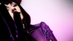Latex brunette with beautiful lips
