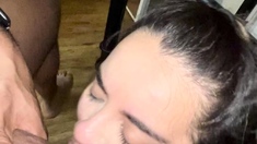 Latina girl has a big cock blowjob pov style