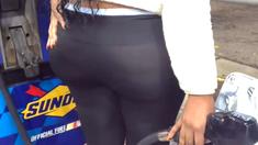Fat ass brunette teases with her booty