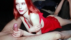 Redhead Shinaryen riding cowgirl then swallowing cum