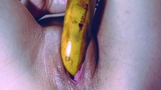 Asian Teen Masturbates with Banana on Webcam