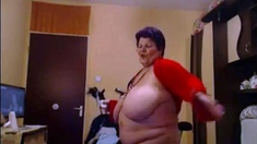 Big-Titted BBW Granny Dances on Webcam