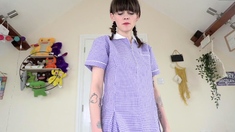 Cute curly brunette solo webcam masturbation