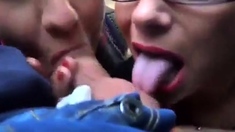 Deutsche Amateure geben Gruppen-Blowjob im Bus