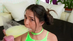 PornBox-ANAL Nuria Milan DRINKS All The PEE THROWUP