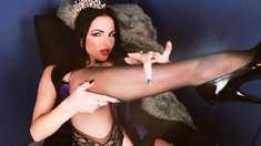 Pink labia close up of naive brunette