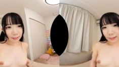 Japanese teen in white cotton panties masturbates