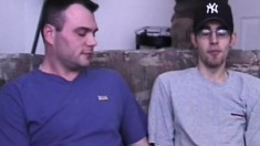 Slim nerdy dude spreads his cheeks wide for a big guy to fuck him