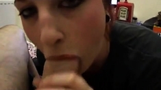 Amateur Redhead Gives Blowjob To Big Fat Cock And Eats Cum