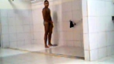 caught a guy turned on in gym shower