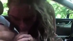 Excited Blonde Blowing In A Car